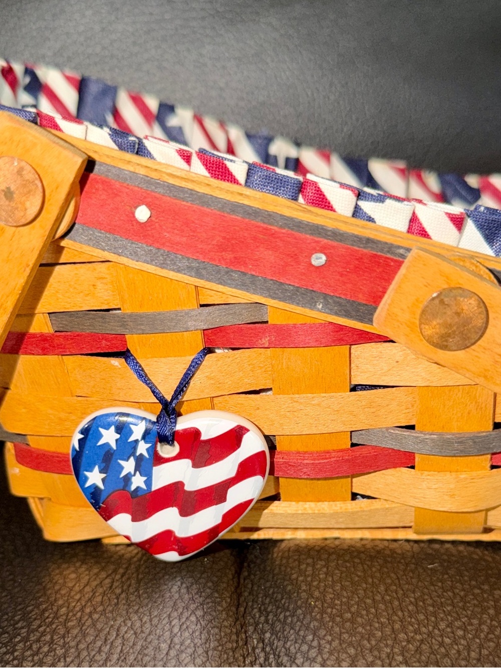 Longaberger 1996 All American Summertime Basket Liner Divided Plastic Protector